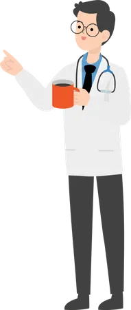 Doctor holding tea cup  Illustration