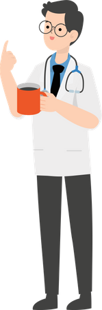 Doctor holding tea cup  Illustration