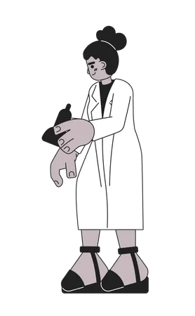 Doctor holding ultrasound hand device  Illustration