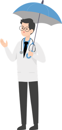 Doctor holding umbrella  Illustration