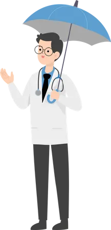 Doctor holding umbrella  Illustration