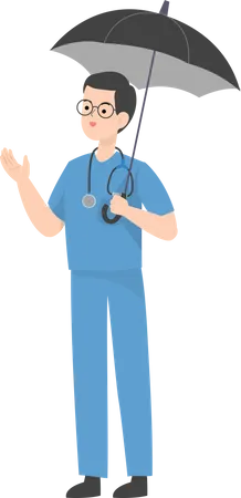 Doctor holding umbrella  Illustration