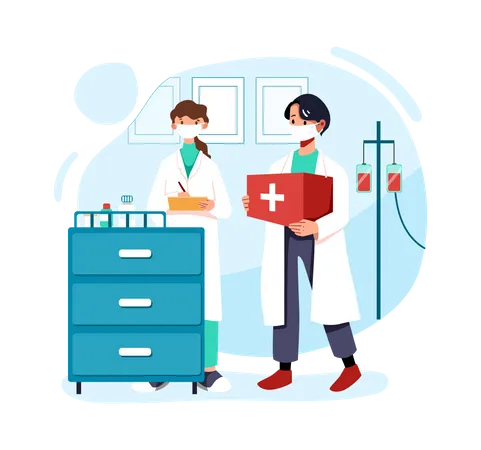 Doctor holding vaccination box  Illustration