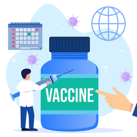 Doctor Holding Vaccine  Illustration