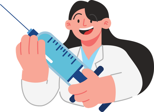 Doctor holding vaccine injection Illustration