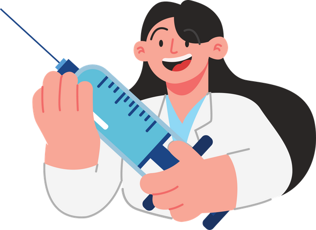 Doctor holding vaccine injection  Illustration