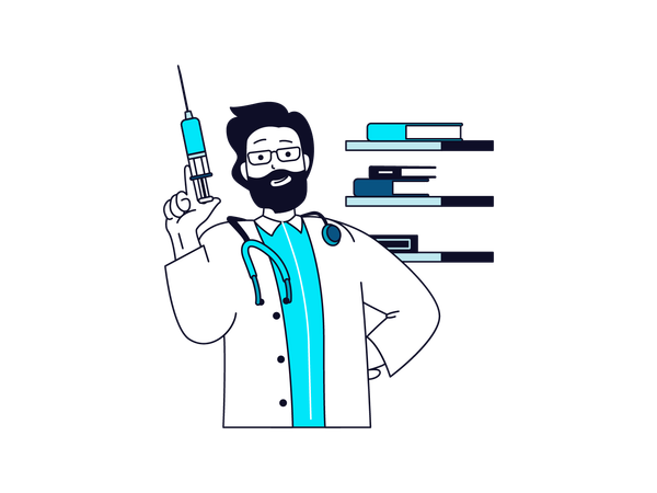 Doctor holding vaccine syringe  Illustration