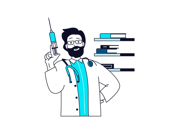 Doctor holding vaccine syringe  Illustration