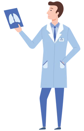 Doctor holding x ray Illustration