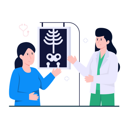 Doctor holding X Ray  Illustration