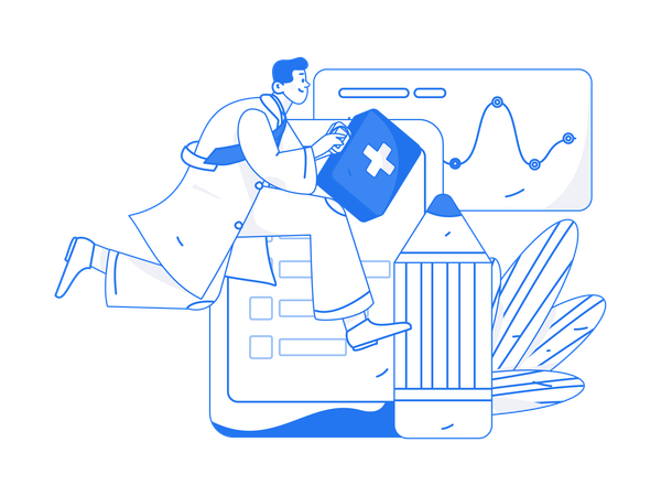 Doctor hurries for attending medical conference  Illustration