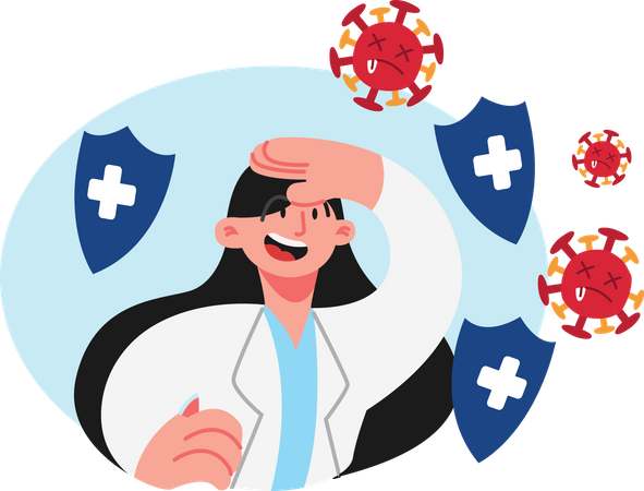 Doctor immune from virus  Illustration