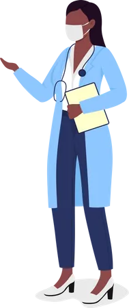 Doctor In Mask Semi Flat Color Vector Character Nurse Figure Full Body Person On White Provide Training To New Employees Isolated Modern Cartoon Style Illustration For Graphic Design And Animation Illustration