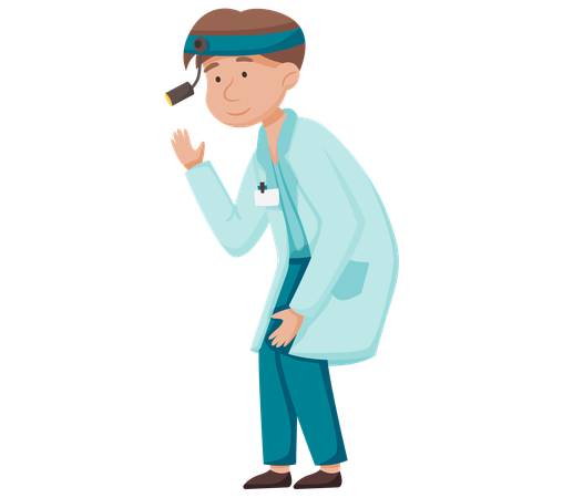 Doctor in medical outfit takes care of patients in clinic conducts inspection  Illustration