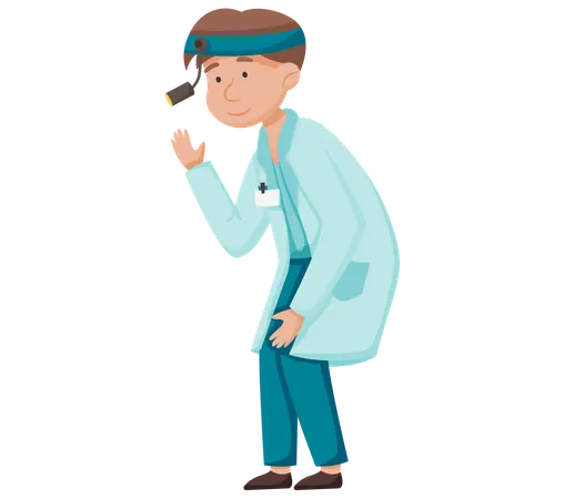 Doctor in medical outfit takes care of patients in clinic conducts inspection  Illustration
