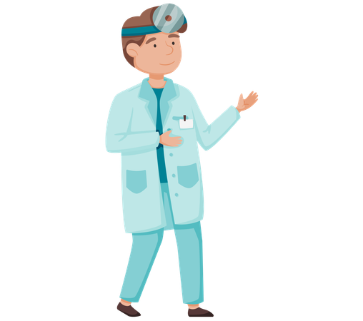 Doctor in medical outfit takes care of patients in clinic conducts inspection  Illustration