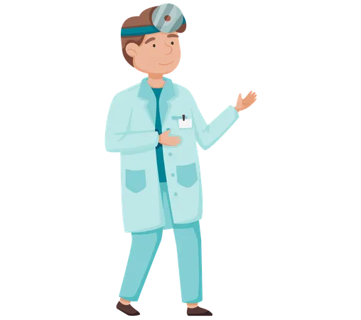 Doctor in medical outfit takes care of patients in clinic conducts inspection  Illustration