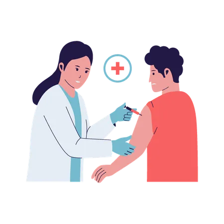 Doctor injecting vaccine to patient  Illustration