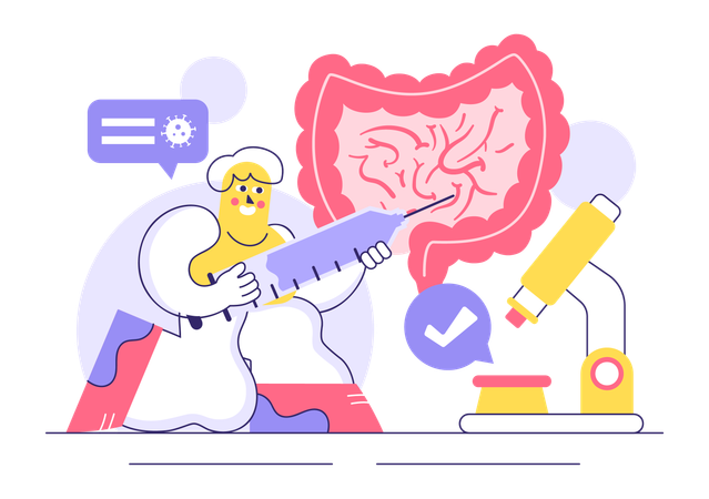 Doctor injects syringe for Stomach Health  Illustration