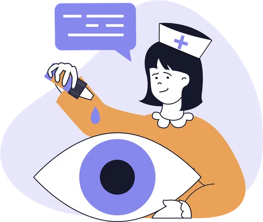 Doctor instructs to keep eye drop in eyes  Illustration