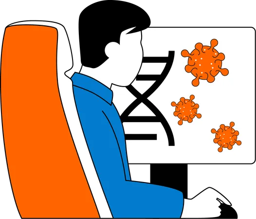 Doctor is analyzing genetic structure  Illustration