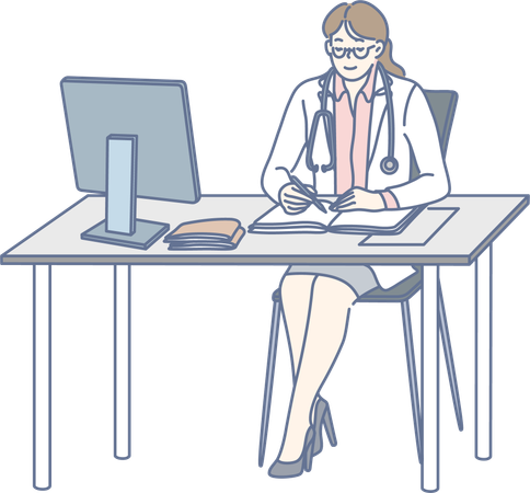 Doctor is analyzing patient's report  Illustration