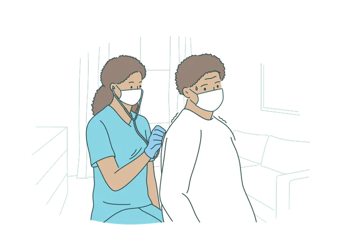 Doctor is checking his patient  Illustration