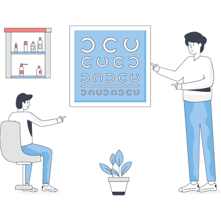 Doctor is checking patient eyesight  Illustration