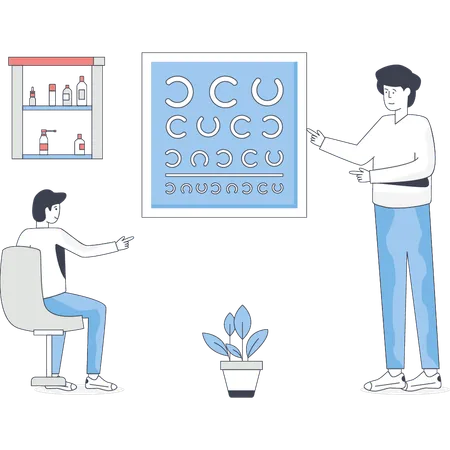 Doctor is checking patient eyesight  Illustration