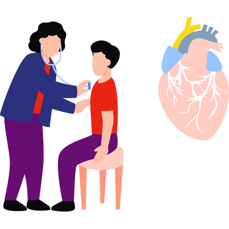 Doctor is checking patient heartbeat  イラスト
