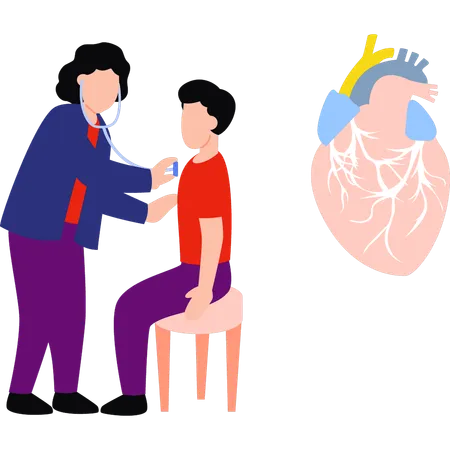 Doctor is checking patient heartbeat  イラスト
