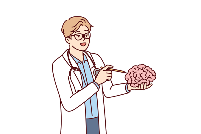 Doctor is explaining about brain surgery  Illustration