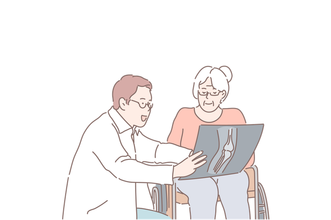 Doctor is explaining bone report to patient  Illustration