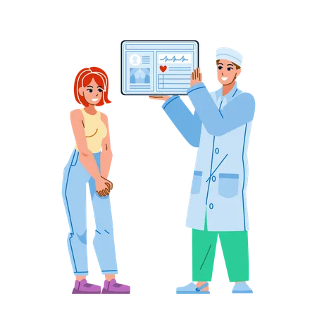 Doctor is explaining health report to patient  Illustration