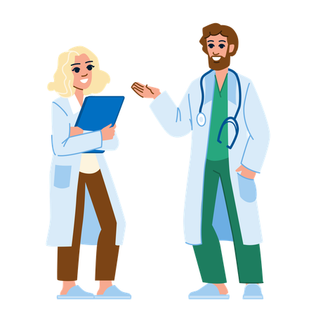 Doctor is explaining patients report to nurse  Illustration