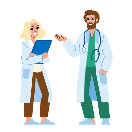 Doctor is explaining patients report to nurse  Illustration