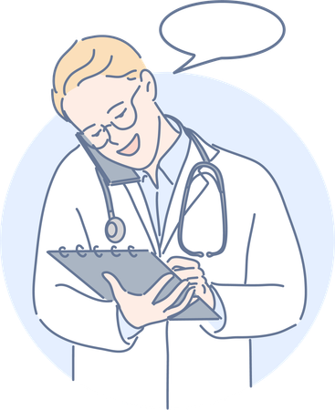 Doctor is giving advice on phone  Illustration