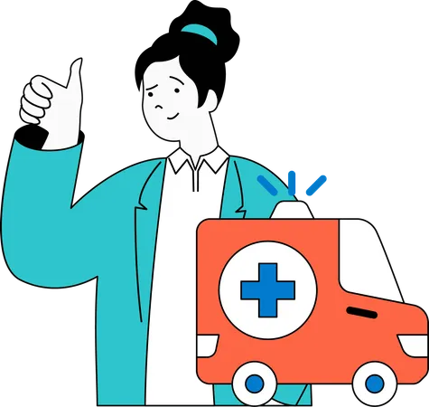 Doctor is giving ambulance service  Illustration