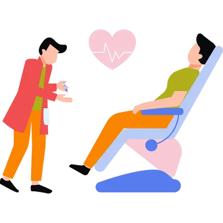 Doctor is giving an injection to a patient  Illustration