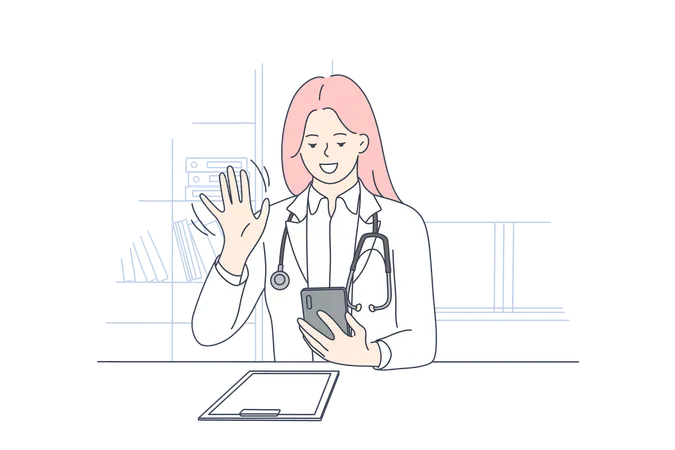 Doctor is giving online consultation  Illustration