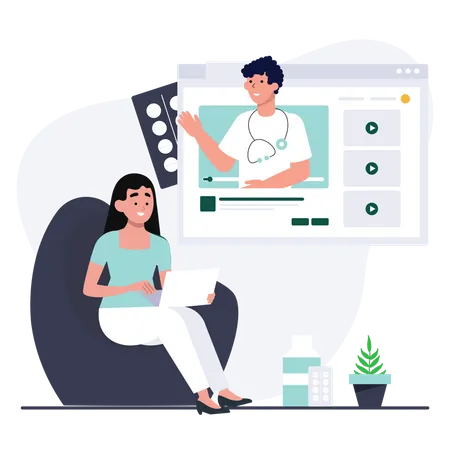 Doctor is giving online consultation  Illustration