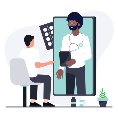 Doctor is giving online consultation  Illustration