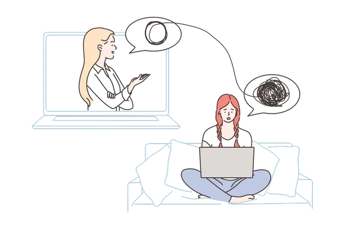 Doctor is giving online psychology consultation  Illustration