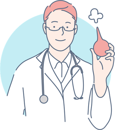 Doctor is holding blood pressure bulb  Illustration