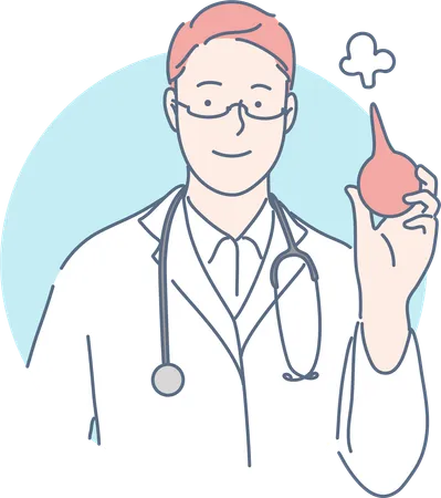 Doctor is holding blood pressure bulb  Illustration