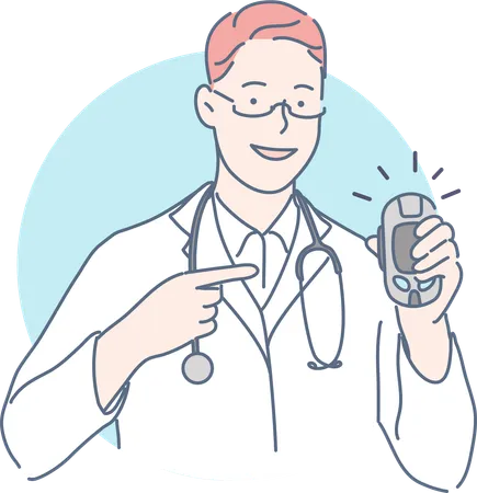 Doctor is holding glucometer  Illustration