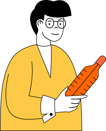 Doctor is holding thermometer  Illustration
