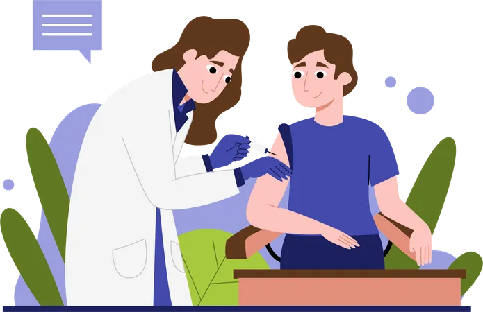 Doctor is injecting patient  Illustration
