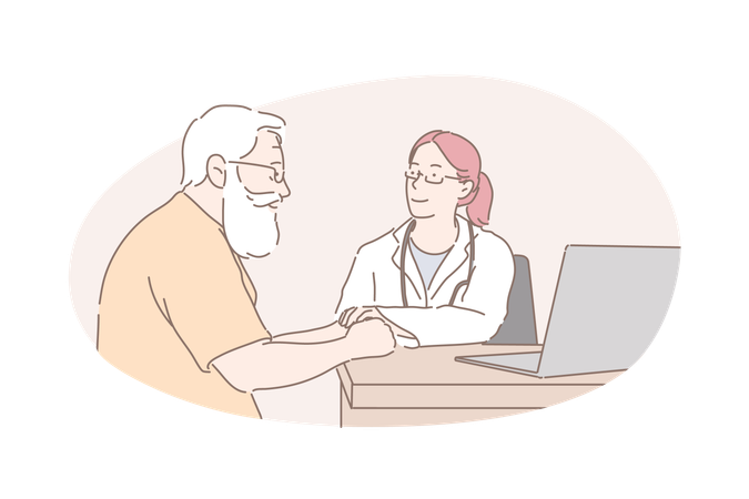 Doctor is listening to patient's disease  Illustration