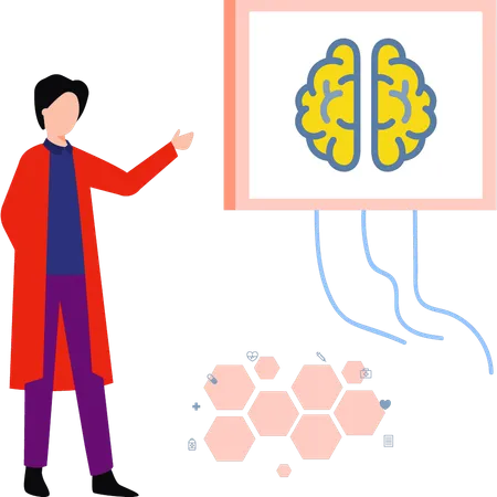 The Doctor Is Looking At The Brain Report Illustration